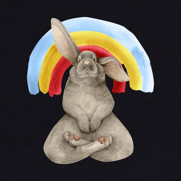 meditating bunny with rainbow by KindSpirits